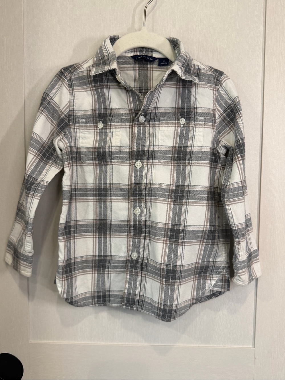 Janie and Jack Gray & White Plaid Button-Down Shirt
